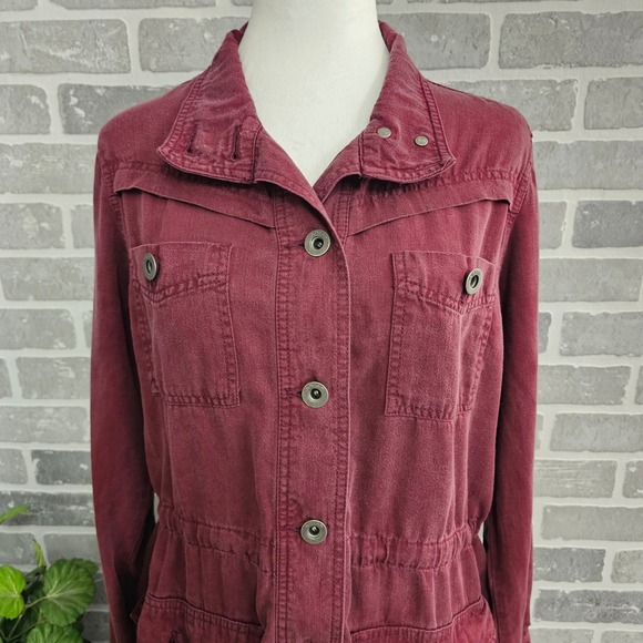 Ariat Working Girl Western Lightweight Shacket Shirt Jacket Womens Medium Maroon - Picture 2 of 16
